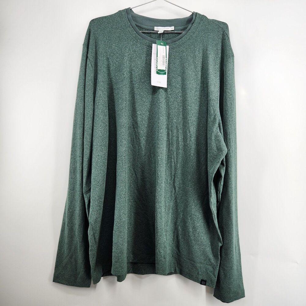 Threads‎ 4 Thought Men's Green XXL Luxe Jersey Double Rib Long Sleeve Crewneck